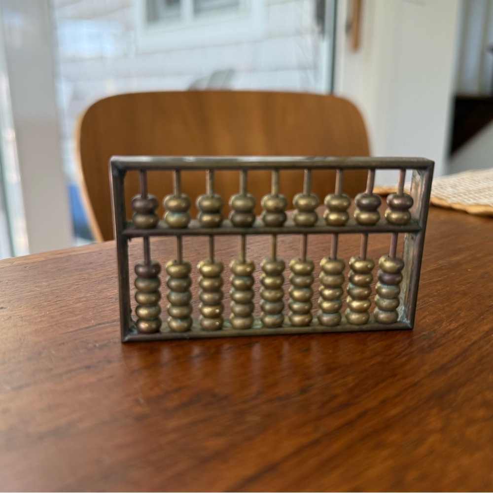Vintage Miniature Solid Brass Pocket Abacus - Rare Desktop Decor